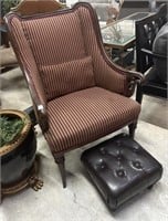Vintage French Style Accent Chair , Red Stripe ,