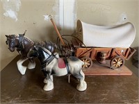 Clydesdale Horse And Carridge Set