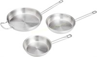 3-Pc Stainless Steel Fry Pan Set 8  9.5  12