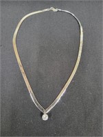 14K WHITE GOLD 15" NECKLACE & 2 PAIR 14K GOLD