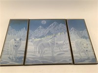 (3) Winter White Wolves Prints