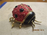 Brass Enambled Lady Bug Trinket Holder