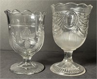 Flint Glass Pedestal Dish And Grape Pressed Glass
