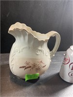 English pitcher white with decoration