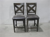 Two 19"x 18"x 43" Cushioned Wood Chairs