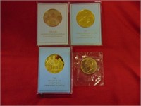 (4) Eyewitness Medals 24k on Sterling, Bronze, Cop