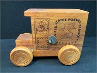 Wooden United States Postal Truck Bank/Music Box