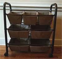 Fabric Bins on Metal Frame with Wheels