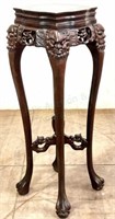 Chippendale Style Carved Wood & Marble Pedestal
