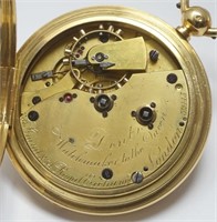 Dent, spring detent pocket chronometer, heavy 18K
