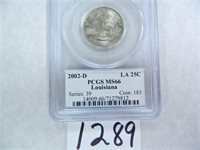 TWO (2) 2002-D Louisiana Quarter PCGS Graded MS66