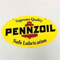 Pennzoil porcelain double sided oval sign - A-M-3-