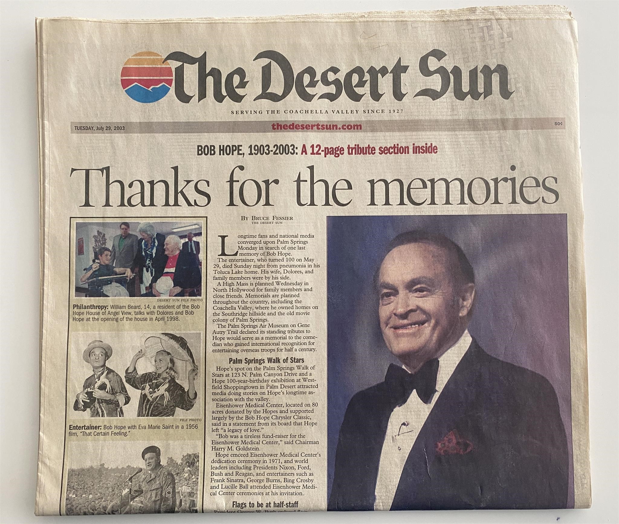 The Desert Sun Bob Hope commemorative  original 20