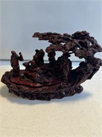 Chinese Large Red Resin Dragon Boat Statue