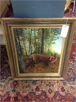 SIGNED PAINTING WITH FOX