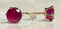 Certified 10k Gold 3.10 cts Ruby Stud Earrings
