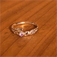 Sterling Silver & Pink Stone Love Ring