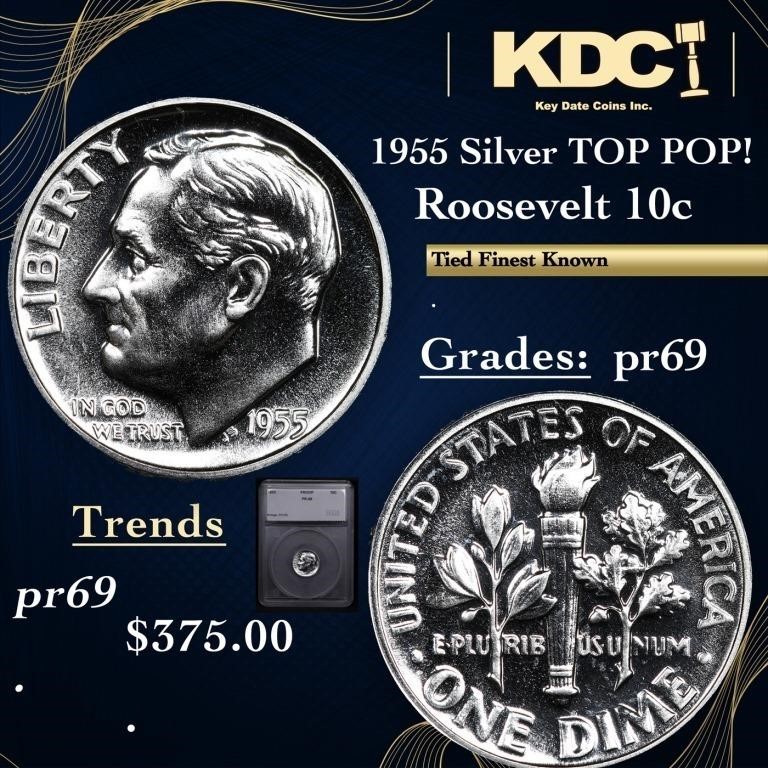 Proof 1955 Roosevelt Dime Silver TOP POP! 10c Grad