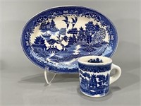 Blue Willow Platter & Cup -Vintage Japan