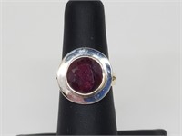 .925 Silver Natural 5ct+/- Ruby Gem Ring Size 6