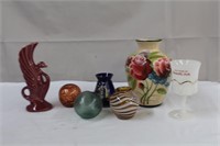 Handblown 3.5" swirl vase, handlblown 3"