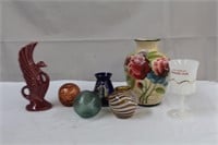 Handblown 3.5" swirl vase, handlblown 3"
