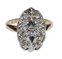 14k Yellow White Gold Vintage Diamond Ring with