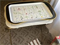 LOT OF SERVING TRAYS & STAND