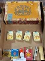 FLAT OF VTG. CIGARETTE LIGHTERS & CIGAR BOX