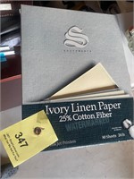 ivory linen box of papers