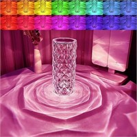 IMQSQIK Crystal Table Lamp,RGB Rose Diamond Touch