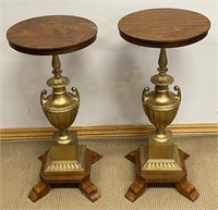 FABULOUS VINTAGE WOOD AND CAST STANDS