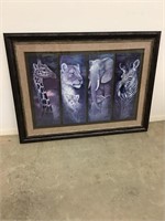 Exotic Animal Artwork Framed 63.5W x 48H Giraffe