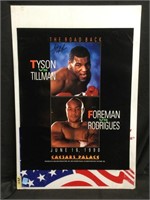 Signed Mike Tyson & George Foreman 1990 Caesars