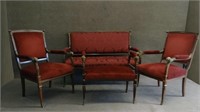 4 PC EMPIRE STYLE PARLOR SET W/ FIRE GILDED RAM