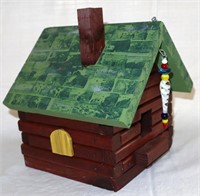 homemade log cabin bird house