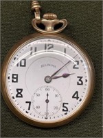 VINTAGE ILLINOIS POCKET WATCH 2in W x 2.5in TOTAL
