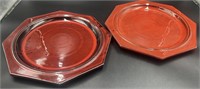 2 Cali Pottery Red Large Plates
