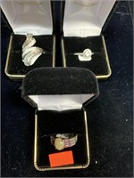 3 COSTUME COCKTAIL RINGS - SZ 7, 8 & 9