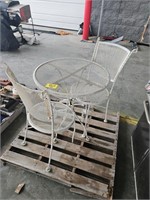 WROUGHT IRON TABLE AND (2) CHAIRS