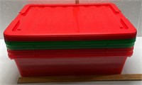 Set of 4 Red and Green Containers with Lids