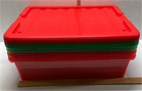 Set of 4 Red and Green Containers with Lids