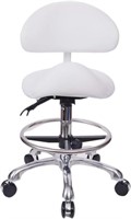 Saddle Stool Chair with Back  White