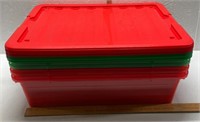Set of 4 Red and Green Containers with Lids