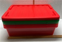 Set of 4 Red and Green Containers with Lids