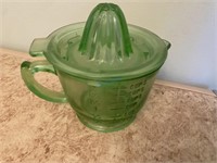 Vintage Green Glass measuring Cup w/ Fruit Juicer