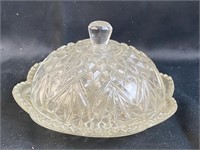 Avon Pressed Glass Round Butter Dish