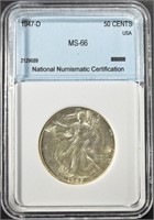 1947-D WALKING LIBERTY HALF NNC SUPERB GEM BU