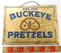 Buckeye Pretzels Tin Sign,Cardboard Backing