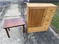 Small wooden wardrobe and table furniture